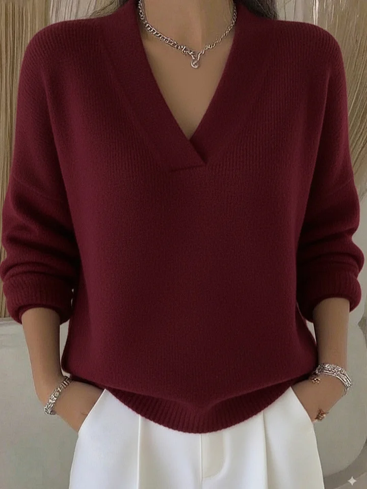 Casual Plain Split Joint Cotton Sweater
