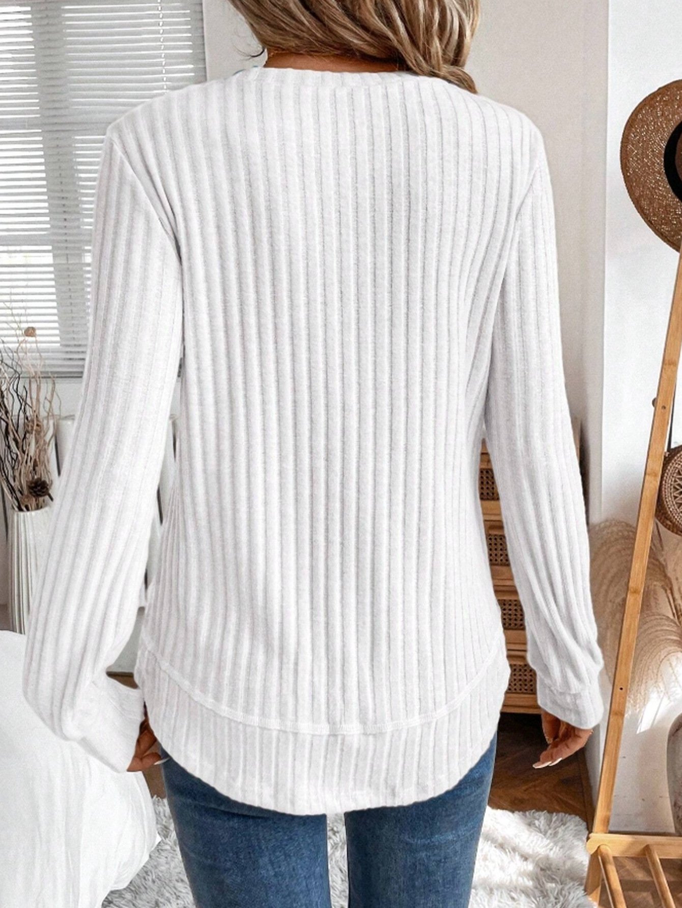 Plain Crew Neck Jersey Casual Knit Top