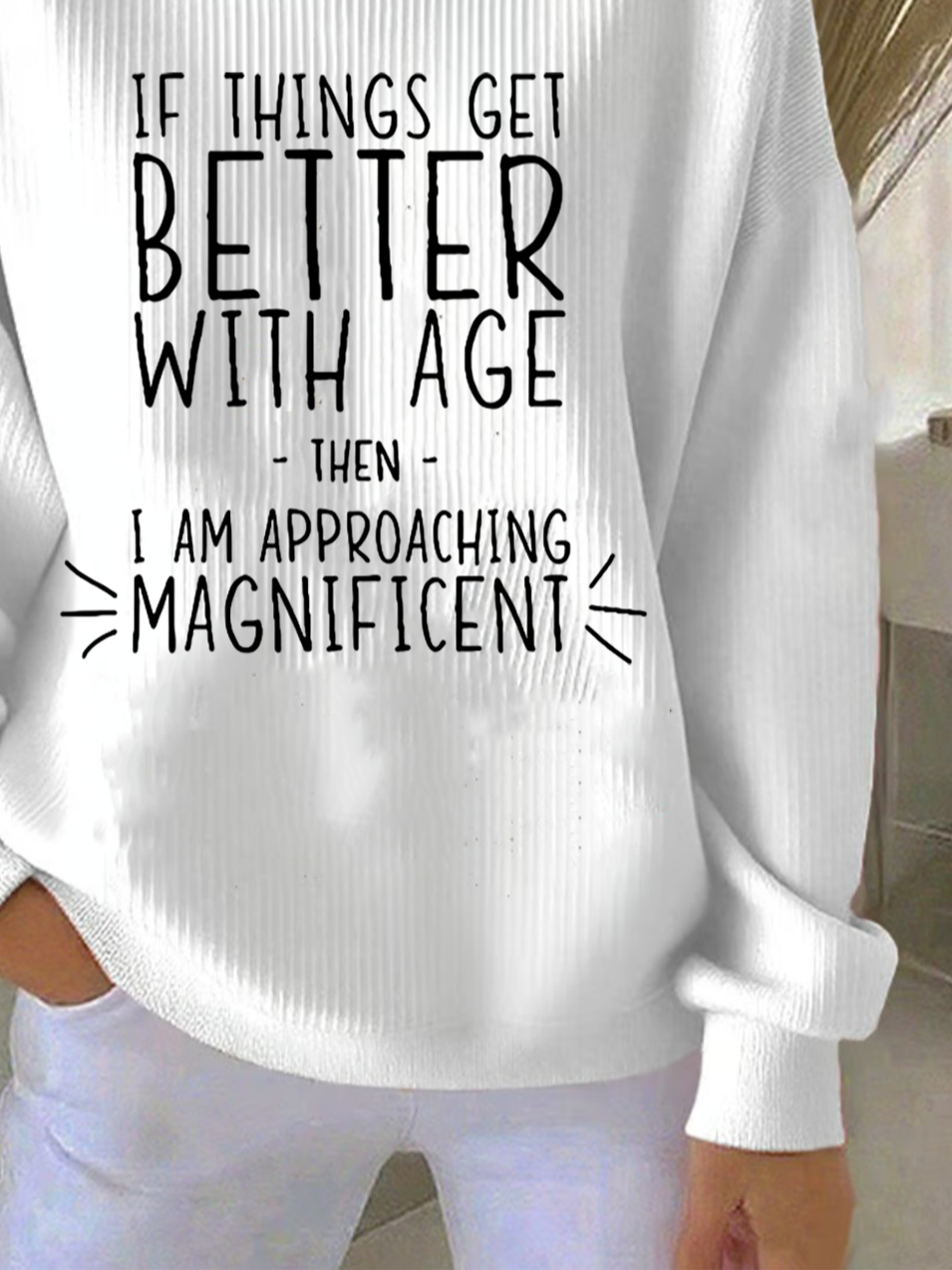 Letter Pattern Crew Neck Vintage Loose Sweatshirt