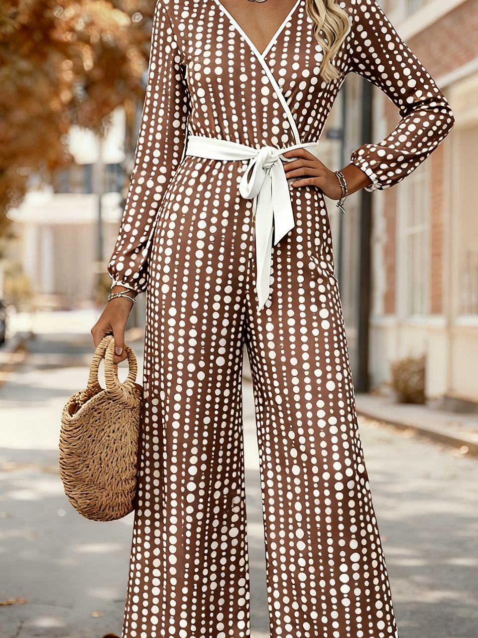 Loose Striped Elegant V Neck Jumpsuit
