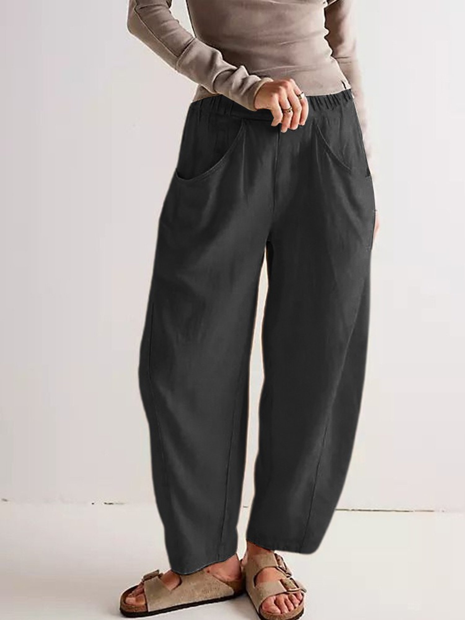 Casual Plain Straight Pants