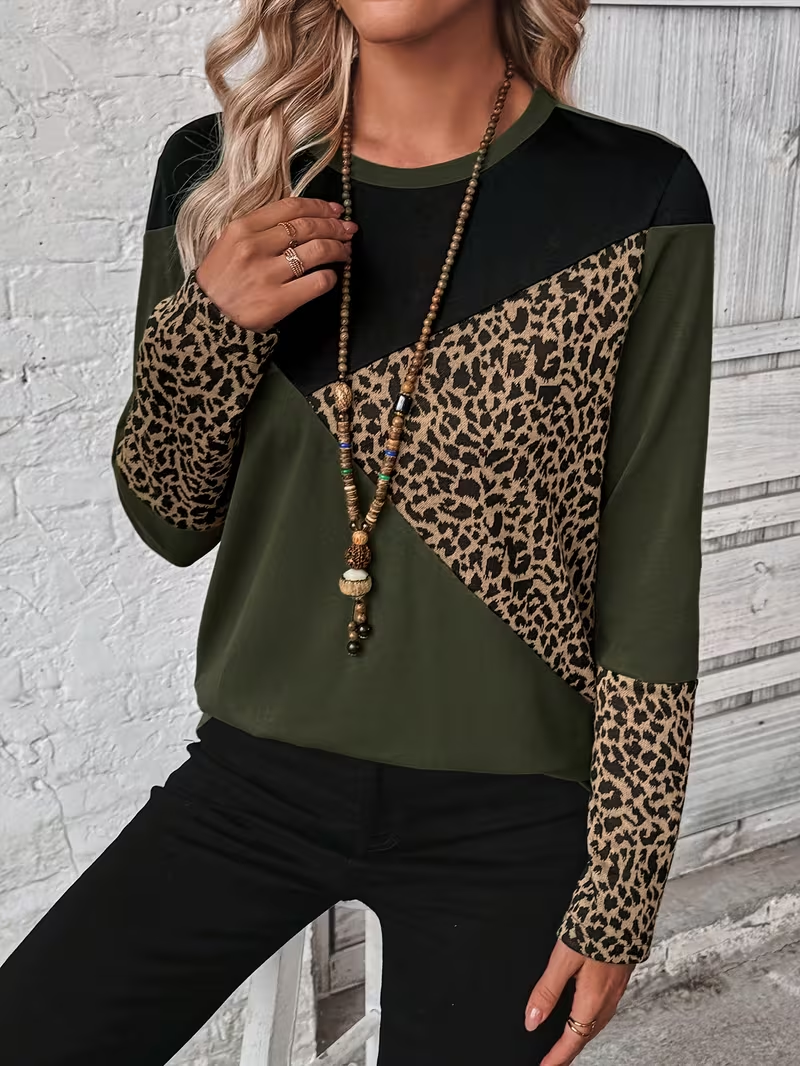 Women's Long Sleeve T-shirt Spring/Fall As Picture Abstract Printing Jersey Crew Neck Daily Going Out Casual Top