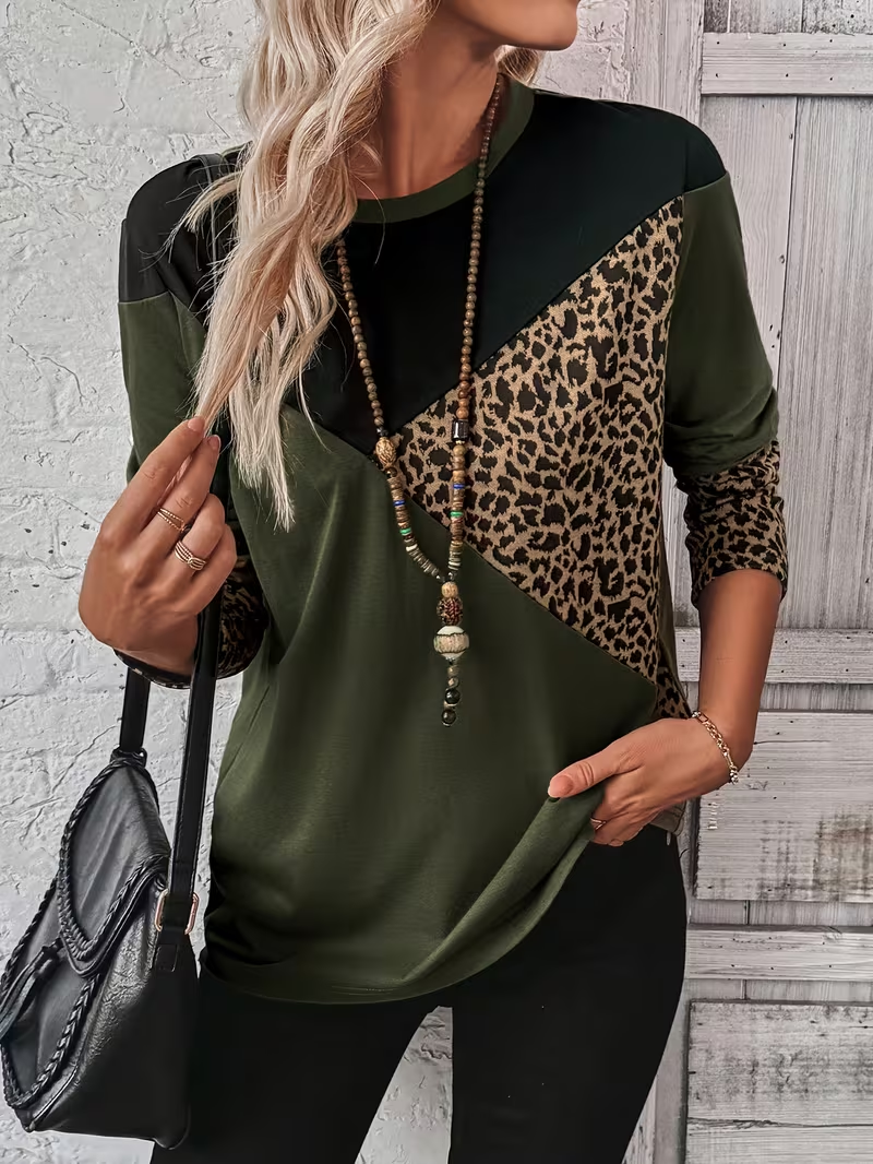 Women's Long Sleeve T-shirt Spring/Fall As Picture Abstract Printing Jersey Crew Neck Daily Going Out Casual Top