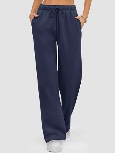 Women's  Elastic Waist H-Line Wide Leg Pants Daily Going Out Pants Gray Casual Split Joint Plain Fleece-lined Sweatpants