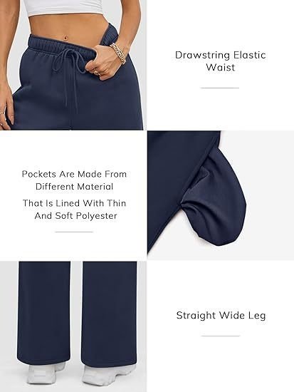 Women's  Elastic Waist H-Line Wide Leg Pants Daily Going Out Pants Gray Casual Split Joint Plain Fleece-lined Sweatpants