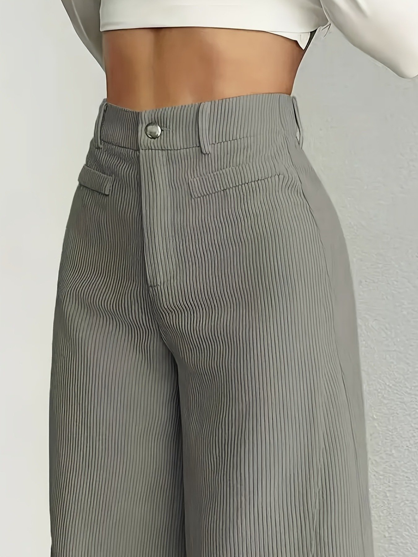 Women's  Elastic Waist H-Line Wide Leg Pants Daily Going Out Pants Deep Brown Casual Split Joint Plain Spring/Fall Pants