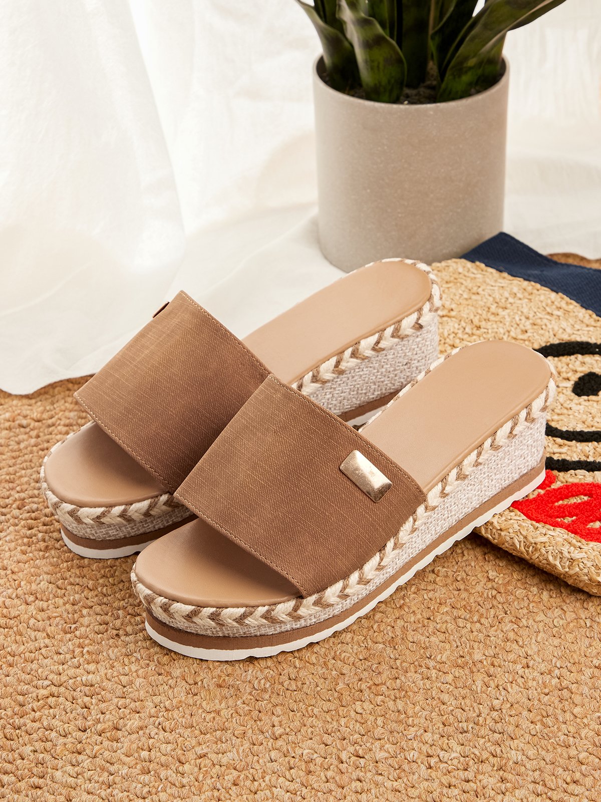 Resort Hemp Rope Sole Wedge Sandals