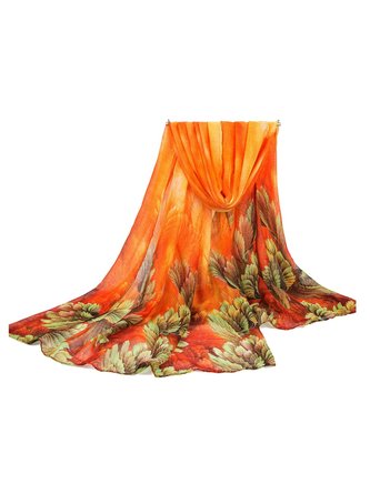 zolucky 180CM Women Voile Coral Flower Printing Scarves Casual Oversize Warm Soft Shawls