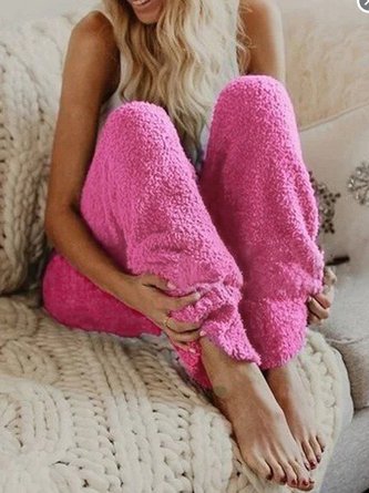 zolucky Casual Paneled Cony Hair Solid Bottoms