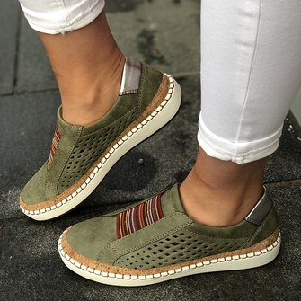 Women Hollow-Out Round Toe Flat Sneakers