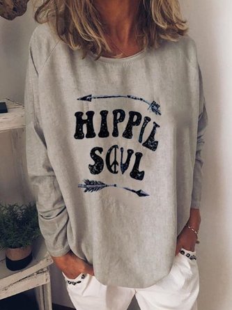 zolucky Printed Crew Neck Long Sleeve T-shirt