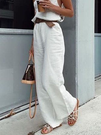 zolucky Plain Cotton Casual Pants