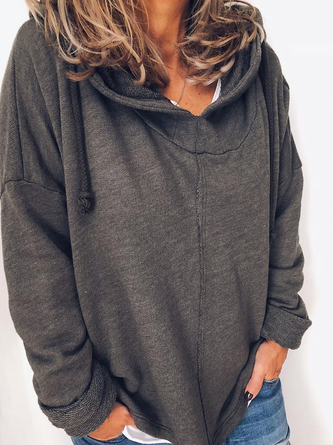 zolucky Solid Casual Cotton-Blend Tops