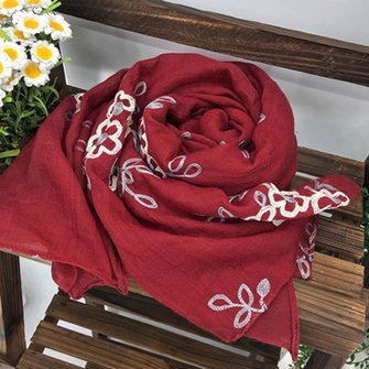 Women Embroidered Comfort Linen Scarves