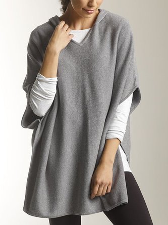 Casual Plain Hoodie Tops