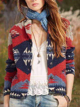 Cotton-Blend Long Sleeve Fleece Coat