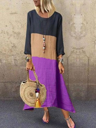zolucky Woman Casual Crew Neck Long Sleeve Knitting Dress