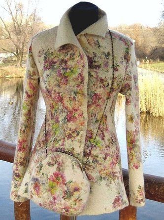 Multicolor Turtleneck Long Sleeve Knit coat