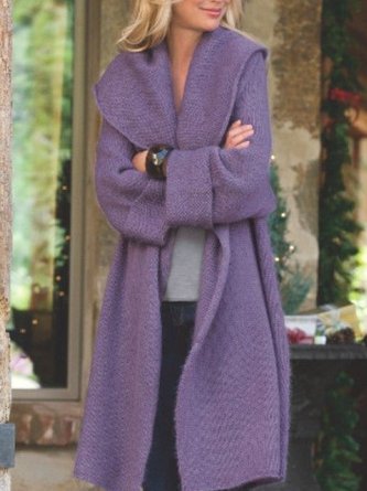 Casual Hoodie Long Sleeve Solid Coat