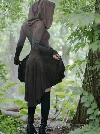 Cotton-Blend Casual Hoodie Knitting Dress