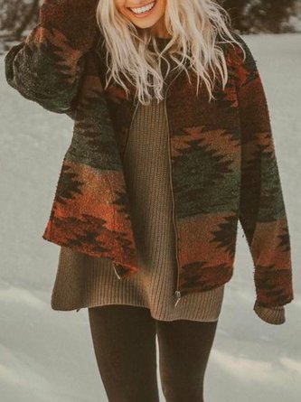 Vintage Floral-print Tribal Casual Jacket