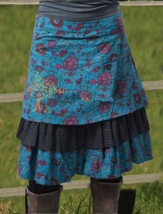 Cotton-Blend Floral Plus Size Skirt