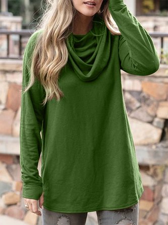 Women Cowl Neck Vintage Long Sleeve Casual Top