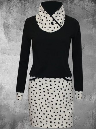 Long Sleeve Cotton-Blend Casual Knitting Dress