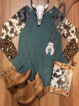 Casual Long Sleeve Round Neck Printed Top