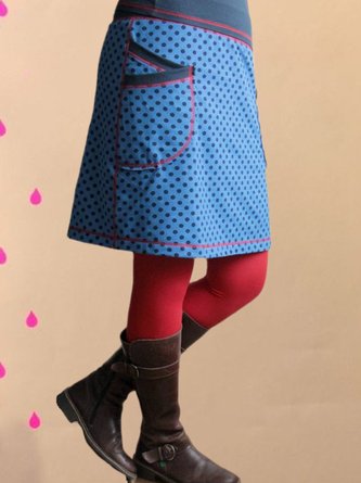 Polka Dots Casual Cotton-Blend Skirt