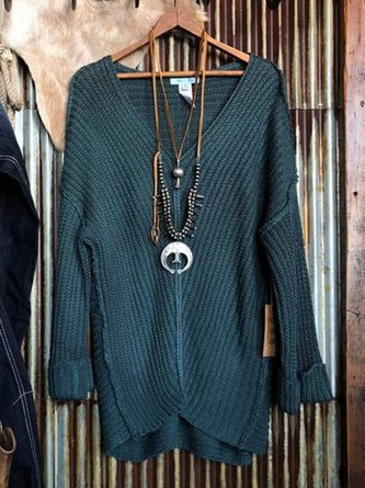 Loose casual V-neck long sleeve sweater