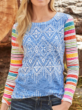 zolucky Casual Printed Long Sleeve T-shirt
