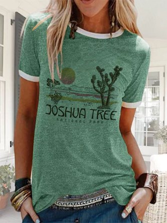 Green Short Sleeve Crew Neck Cotton T-shirt