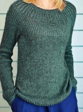 Green Casual Cotton Sweater