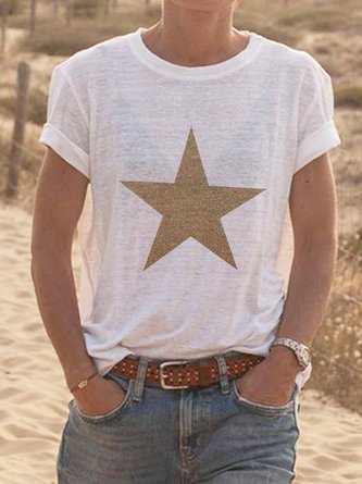 White Cotton Star Short Sleeve T-shirt