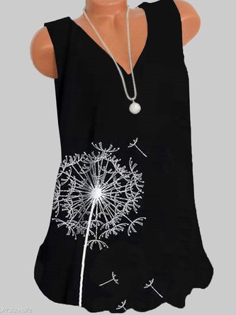 Black Sleeveless V Neck T-shirt
