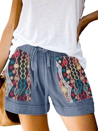 Casual print drawstring shorts