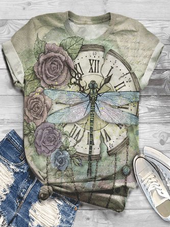 Apricot Floral Women Short Sleeve T-shirt