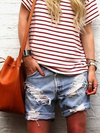 Casual personality washed retro loose denim shorts