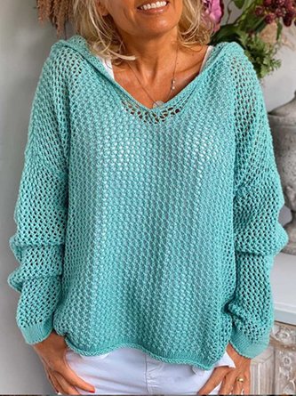 Blue Long Sleeve Patchwork Sweater