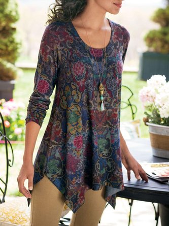 Multicolor Cotton-Blend Casual Crew Neck Hoodies & Sweatshirt