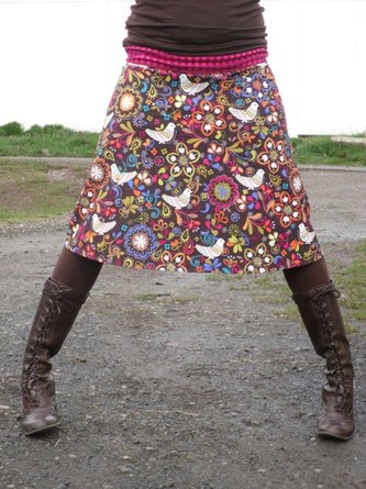 Printed Cotton-Blend Casual Skirt