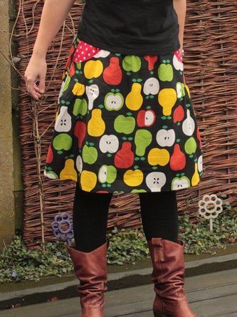 Printed Cotton-Blend Casual Skirt