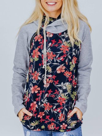 Hoodie Floral-Print Long Sleeve Sweatshirt