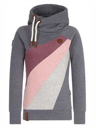Long Sleeve Color-Block Cotton-Blend Sweatshirts