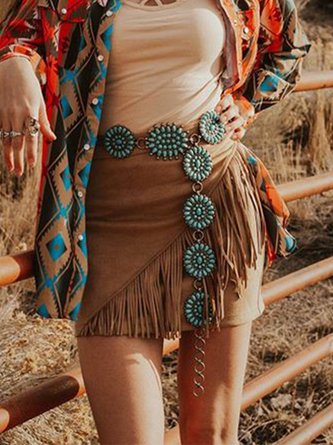 A-Line Suede Vintage Skirt