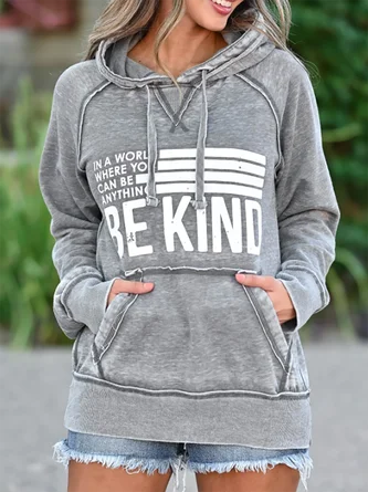 Women Casual "BE ANYTHING BE KIND" Graphic Hoodie