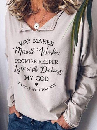 Gray Shawl Collar Cotton-Blend Long Sleeve Top