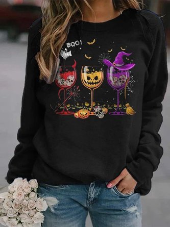 Halloween Red Wine glass-printed Comfort Jersey