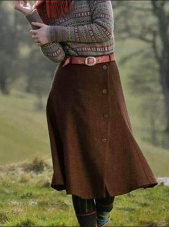 Solid Buttoned Casual Skirt